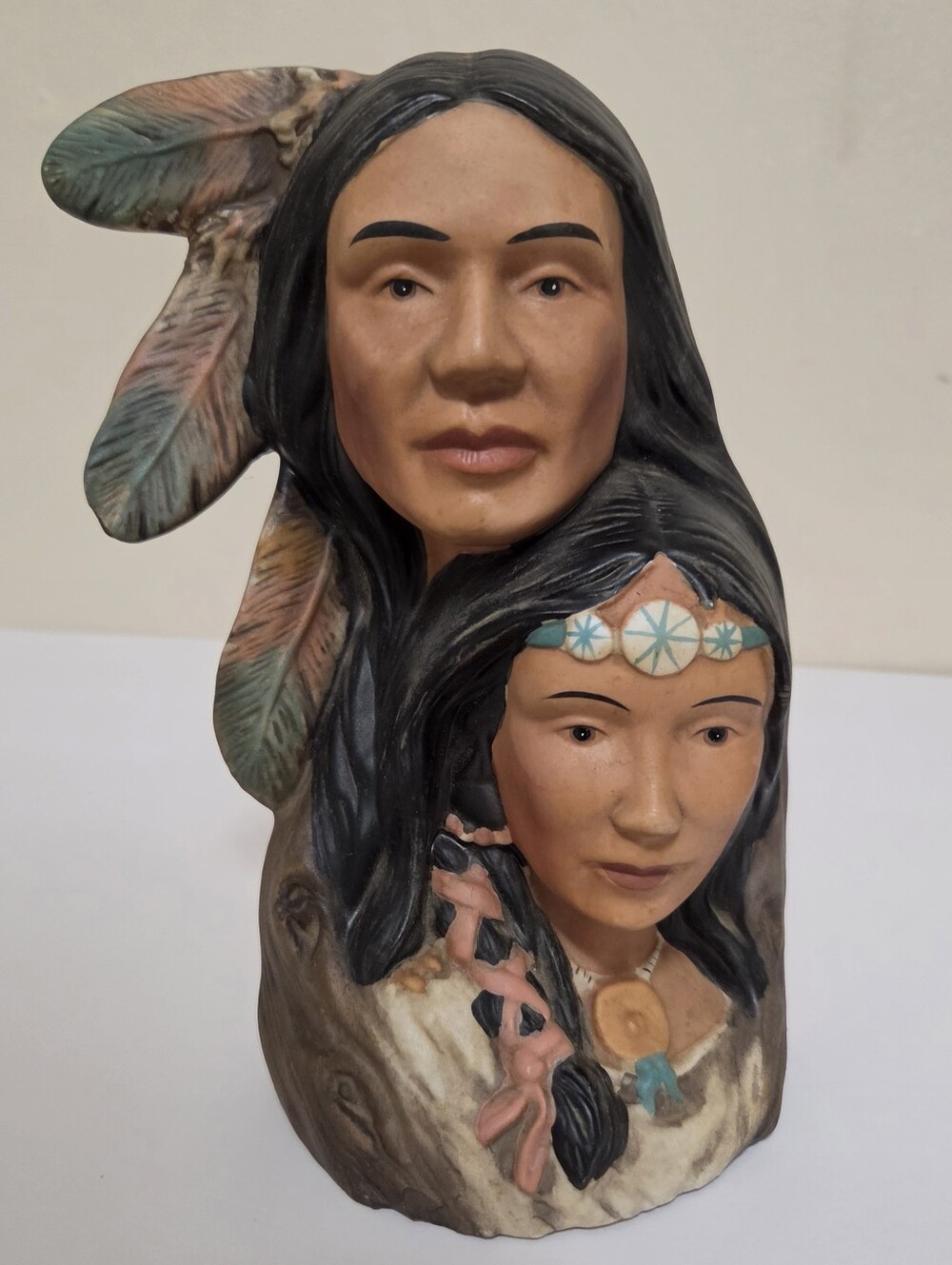 Hand-Painted Native American Inspired Bust — Multi-Color
